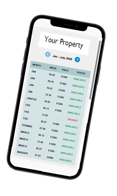 book-a-week weekly availability calendar shown on a mobile phone